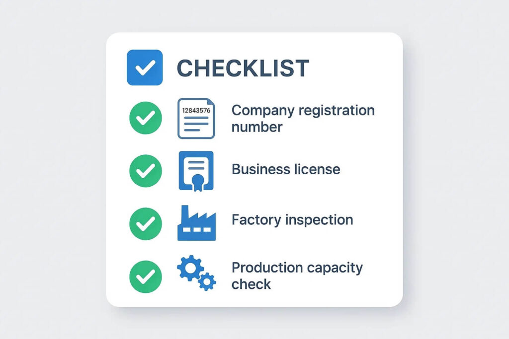 Illustrated digital checklist for validating Indonesian wood suppliers.