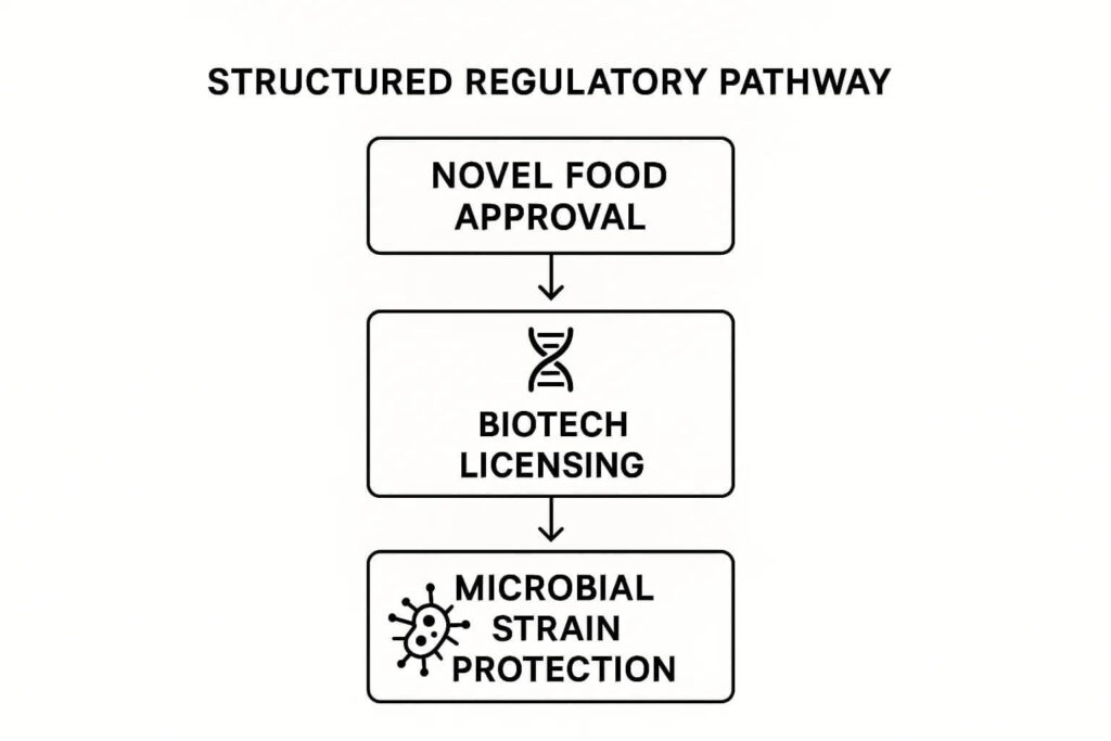 Visual illustrating regulatory approval pathways for fermentation products.