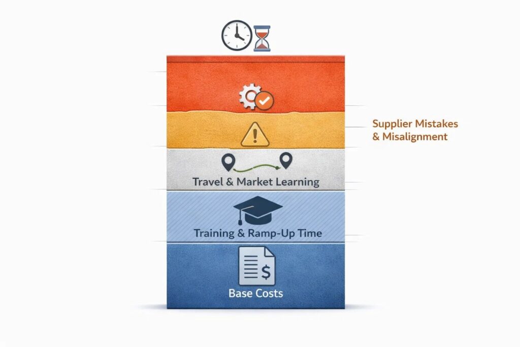 Cost stack graphic showing visible and hidden procurement costs.