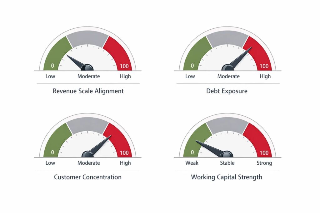 Procurement dashboard visualizing supplier financial risk indicators.